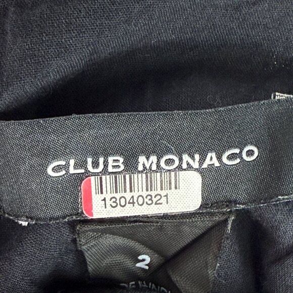 Club Monaco Linen Blend V Neck Wide Leg Sleeveless Jumpsuit Black 2 - Picture 8 of 9